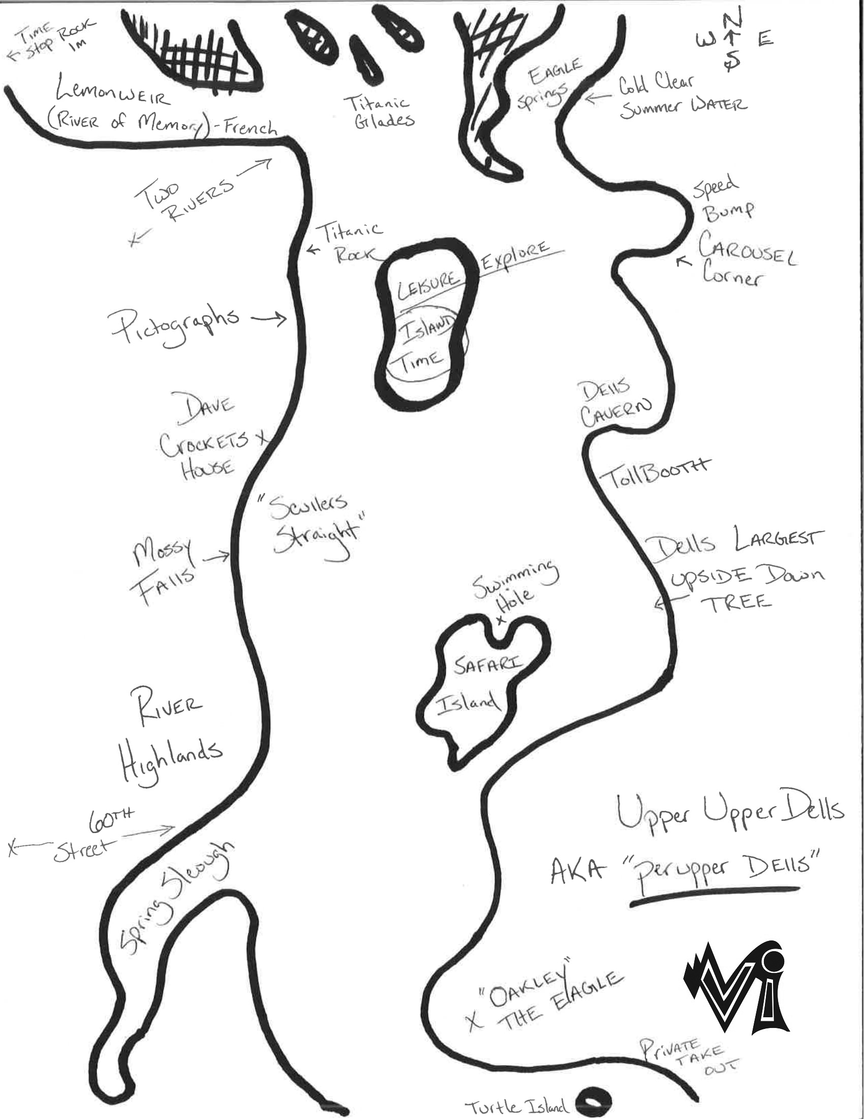 Big Dells Perupper Dells Kayak Map
